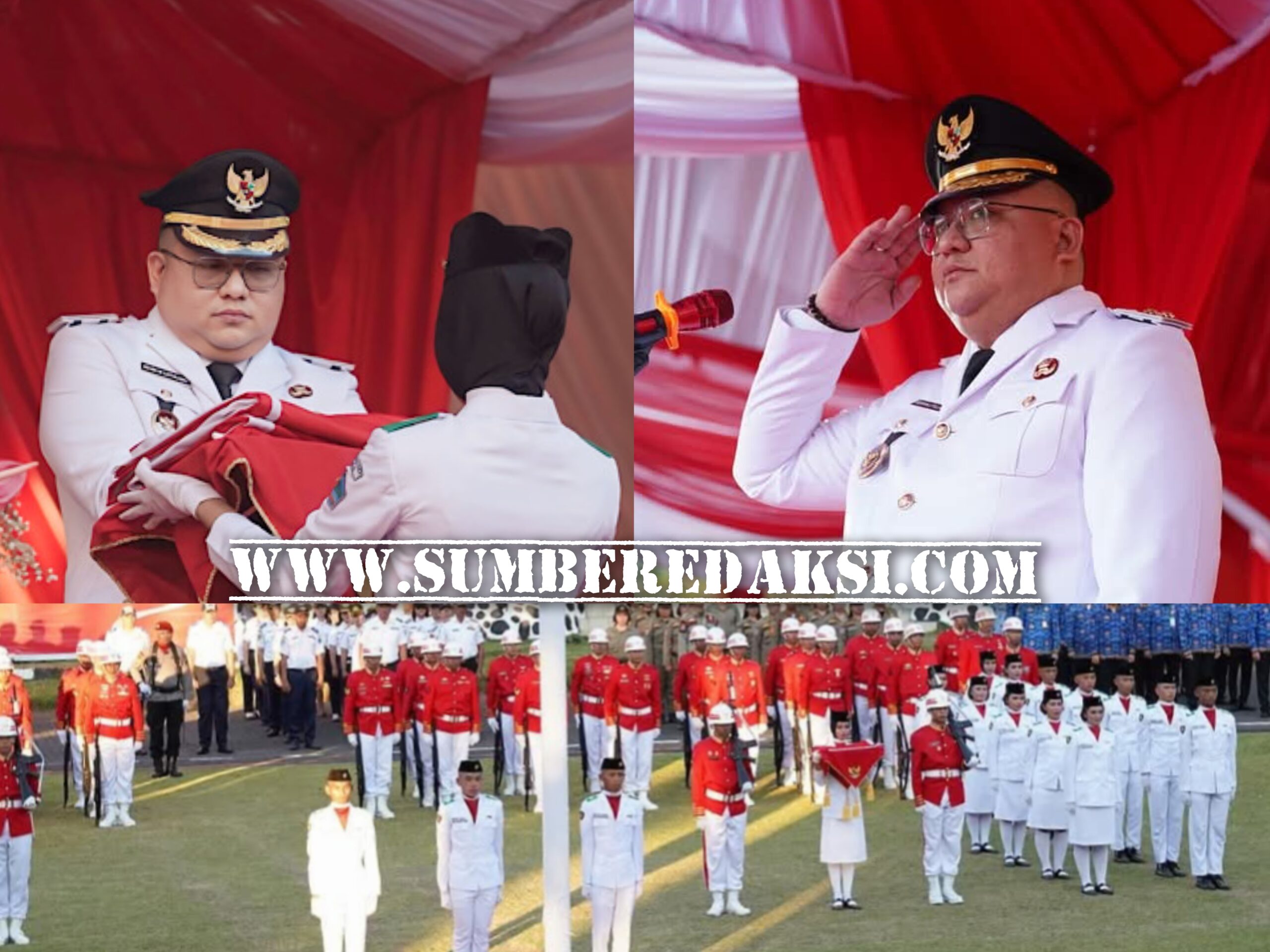 Wakil Bupati Kevin Lotulung Irup Penurunan Bendera Pusaka HUT RI ke-80 di Minahasa Utara 