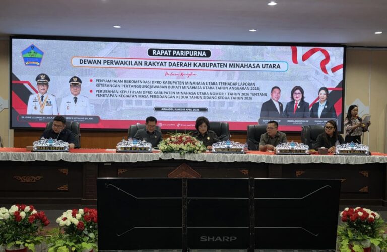 DPRD Minut Mengelar Rapat Paripurna Penyampaian Rekomendasi LKPJ Bupati Tahun Anggaran 2025
