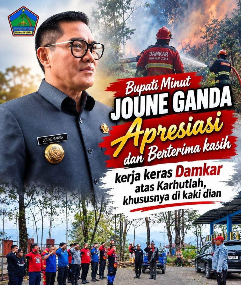 Masih Berjibaku Padamkan Api di Kaki Gunung Klabat, Bupati Joune Ganda Apresiasi Kerja Keras Damkar Minut