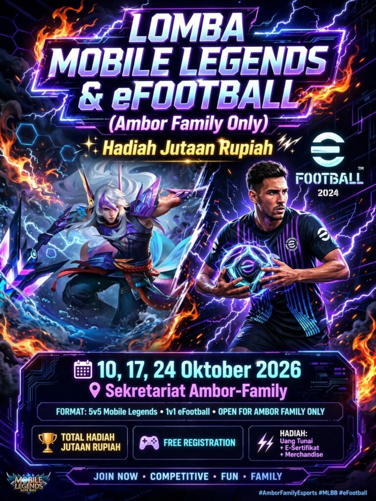 Nantikan Hadiah Jutaan Rupiah, Di Lomba Mobile Legend Dan E-Football Komunitas Ambor Family 