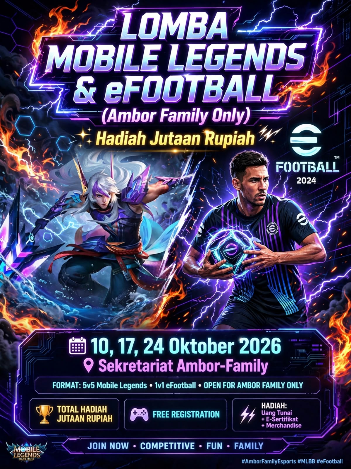 Nantikan Hadiah Jutaan Rupiah, Di Lomba Mobile Legend Dan E-Football Komunitas Ambor Family 