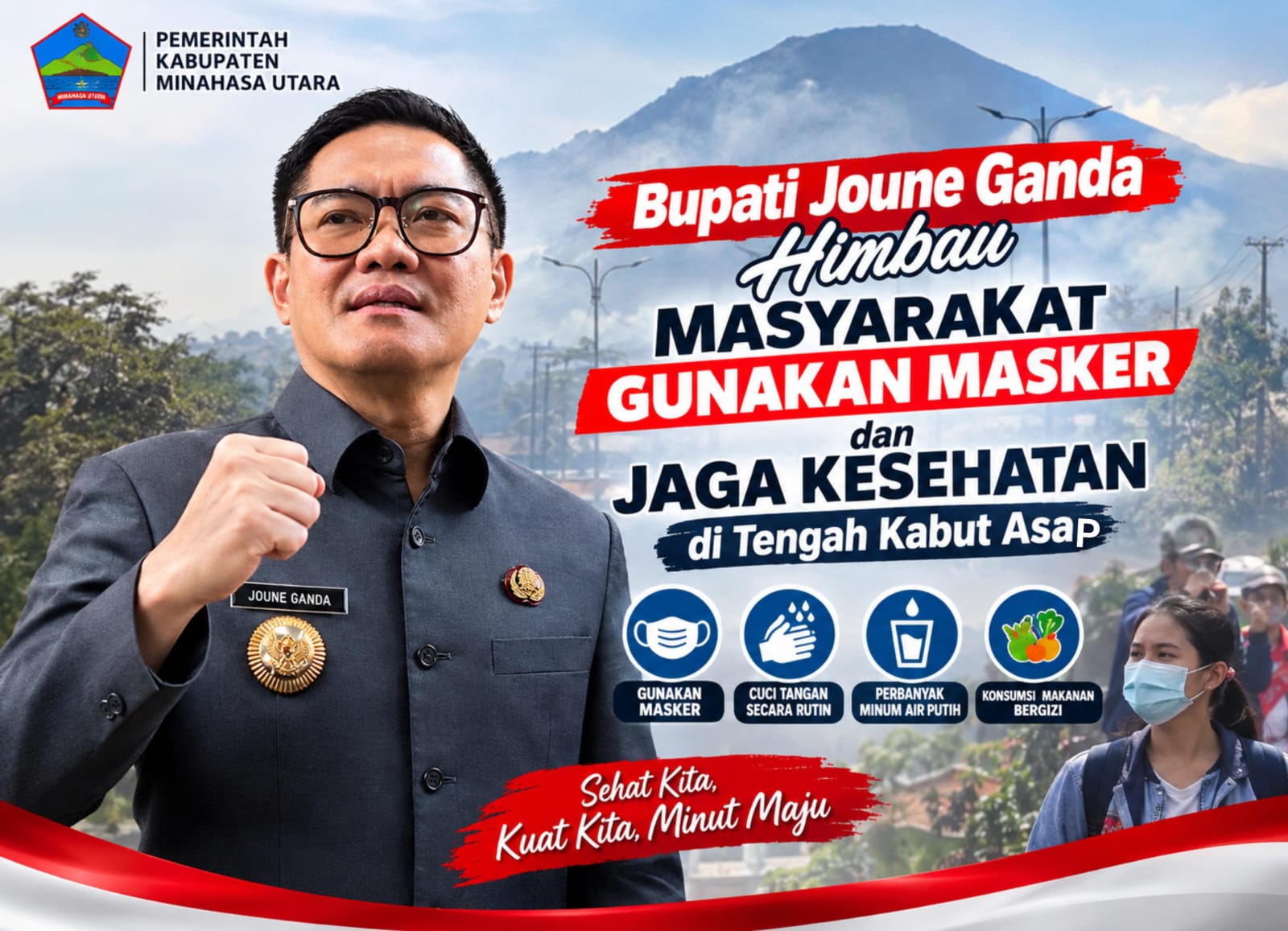 Bupati Joune Ganda Himbau Masyarakat Gunakan Masker dan Jaga Kesehatan di Tengah Kabut Asap